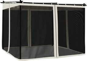 vidaXL krémszínű acél pavilon hálós oldalakkal 3 x 3 m