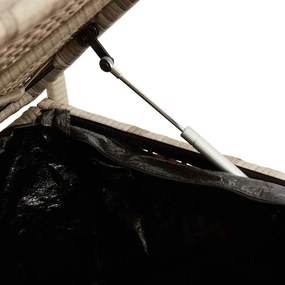 bézs polyrattan kerti tárolópad párnával