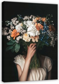 Vászonkép Nő Virágok Vintage Hálószoba Nappali Konyha 40x30