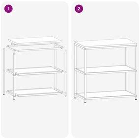 Konyhai tárolópolc polcokkal tárolóval Fekete Acél