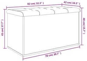 füstös tölgy színű szerelt fa tárolópad 82 x 42 x 45 cm