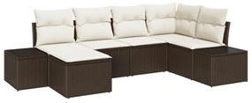Kerti Kanapé Szett 6 pcs Barna és krémszínű 264 x 154 x 85 cm