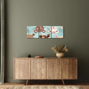 Kép - vidám mackók (órával) (90x30 cm)