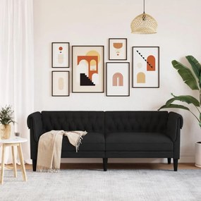 fekete 3 személyes szövet Chesterfield kanapé