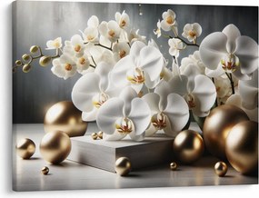 Kép - Orchidea és aranygolyók (70x50 cm)