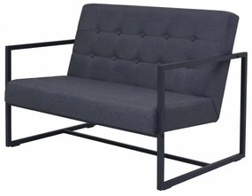 2 személyes sötétszürke acél/szövet karfás kanapé