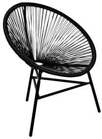 vidaXL Ovális alakú poly rattan szék fekete