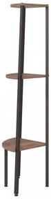 3 szintes sötétbarna és fekete sarokpolc 45,5 x 31,5 x 120 cm
