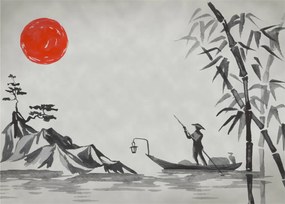 Kép - Fuji-hegy (üvegen) (70x50 cm)