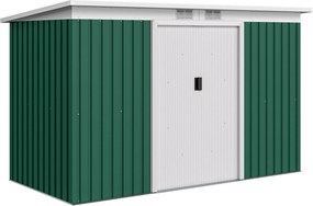 Outsunny Fém Szerszámtároló 6.3m³ 280x130x172cm Eszköztároló Penta Tetővel Csúszóajtóval Időjárásálló Kerti Sátor Kültéri Kerti Tároló Szekrény Udvari