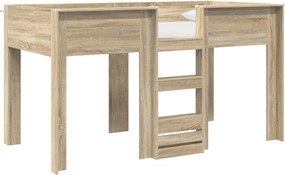 vidaXL Szükidő ágy matracmal Sonoma tölgy 100 x 200 cm Faanyag