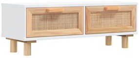 Fehér szerelt fa és tömör fenyőfa dohányzóasztal 80x40x30 cm