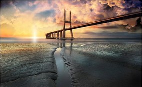 Fotótapéta Vasco da Gama híd Portugália hajnal vinil 254x184 +ragasztó