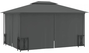 antracitszürke pavilon oldalfalakkal és dupla tetővel 3x4 m