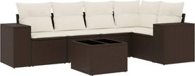 vidaXL 6 részes barna polyrattan kerti ülőgarnitúra párnával