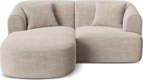 Világosbarna kordbársony sarokkanapé (bal oldali-heverő résszel) Campi – Cosmopolitan Design
