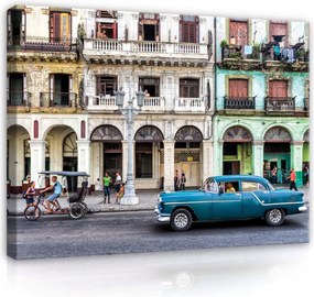 Vászonkép 80x60 Havanna Kuba retro autó építészet utca nap élet