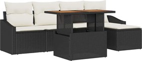 vidaXL Kert étkező szett párnával 6 pcs Fekete és Krém