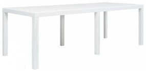 Fehér rattan hatású műanyag kerti asztal 220 x 90 x 72 cm