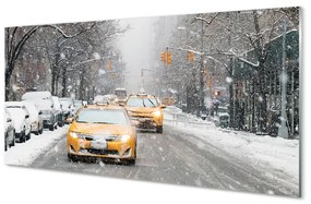 Üvegképek Téli hó town car 100x50 cm