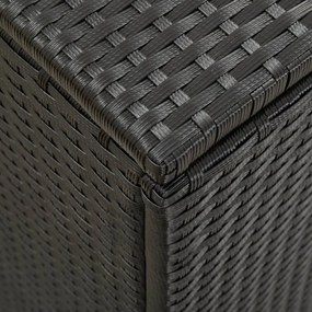 fekete polyrattan kerti tárolóláda 200 x 50 x 60 cm