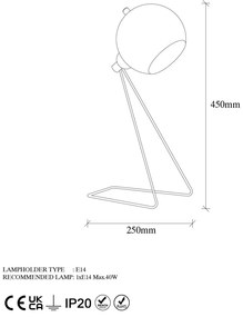 Rézszínű asztali lámpa fém búrával (magasság 45 cm) Mixed – Opviq lights