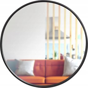 Fali Tükör Kerek Fa Keretben Fekete 50 CM Dekoratív