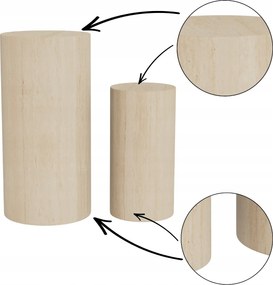 2 Db-os Magas Oldalasztal Szett travertin utánzat bézs kiegészítő