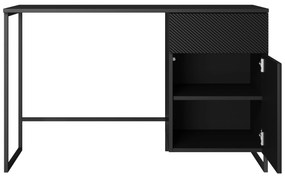 Asha íróasztal, fiókkal - 120 cm - matt fekete / fekete keret
