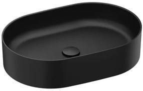 Munkalapos mosdókagyló Ravak Ceramic Slim 55x37 cm-es fekete szőnyeg csapnyílás nélkül, túlfolyó nélkül XJX0D155000