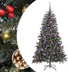 vidaXL Mű karácsonyfa 150 LED-del Zöld 150 cm PVC és Műanyag és Acél