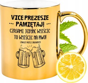 Arany csillogó bögre az elnökhelyettesnek ajándék fényképes nyomtatással