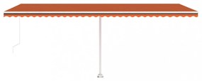 narancs és barna kézzel kihúzható LED-es napellenző 600x300 cm