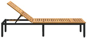 Napsütéses nyugágy Fekete 200x55x35 cm Tömör akácfa