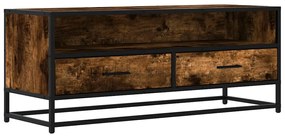 füstös tölgy színű szerelt fa és fém TV-szekrény 100x34,5x40 cm