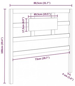 mézbarna tömör fenyőfa ágyfejtámla 80,5x4x100cm