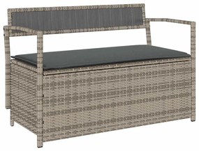 szürke polyrattan kerti tárolópad párnával