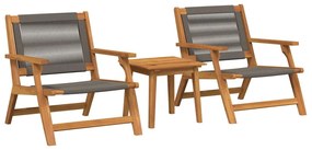 vidaXL Kerti Székek Asztallal 3 pcs Szürke Tömör Akácfa