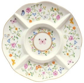 Pillangós porcelán asztali kínáló tálca 25,5 cm díszdobozban Dancing Butterflies