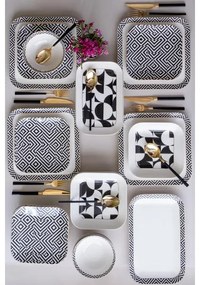 26 részes étkészlet, fehér/fekete, porcelán