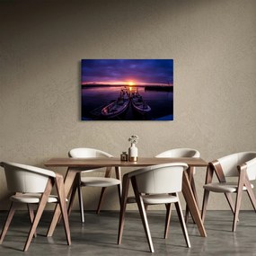 Egy halászhajók képe egy kikötőben (90x60 cm)