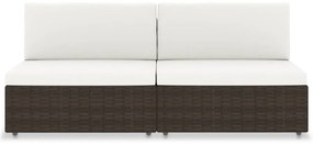 vidaXL 2 személyes barna elemes polyrattan kanapé