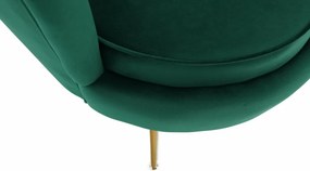 Fotel Art-deco stílusban, smaragd Velvet anyag/gold króm-arany, NOBLIN