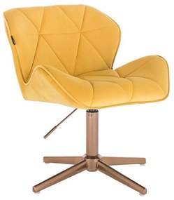 HR111CROSS Sárga modern velúr szék arany lábbal
