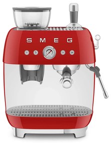SMEG 50-es retro stílusú EGF03 karos kávéfőző kávédarálóval 2 csésze piros - Smeg