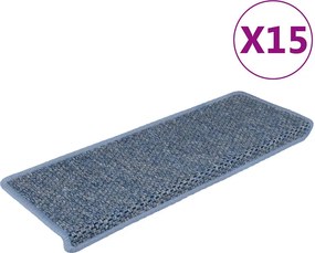 vidaXL 15 db szizál hatású kék öntapadó lépcsőszőnyeg 65x21x4 cm