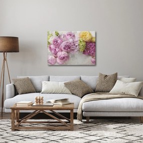 Kép - Virágok a falon pasztell színekben (70x50 cm)