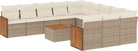 vidaXL 12 részes bézs polyrattan kerti ülőgarnitúra párnákkal