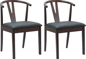 vidaXL Étkezőszék 2 pcs Világosbarna és fekete Tömör Gumi Fa