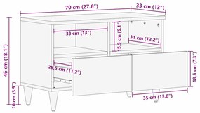 TV szekrény Fekete és Arany 70 x 33 x 46 cm tömör mangófa